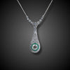 Platina Art Deco collier met diamant en smaragd