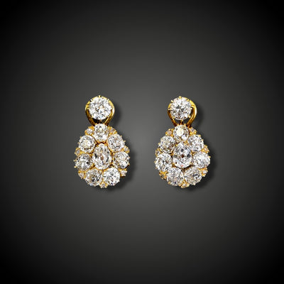 Antieke gouden oorbellen met oudslijpsel diamanten - #1