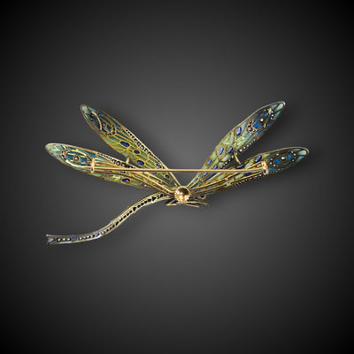 Libelle broche-hanger met plique-a-jour email - #2