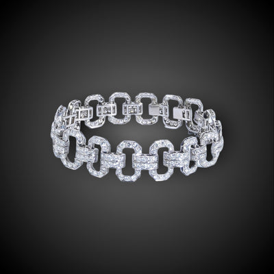 Art Deco schakelarmband met oudslijpsel diamant - #1