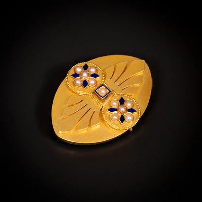Victoriaanse broche met parels en email - #2