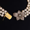Three-row pearl necklace with rose diamond clasp - #4