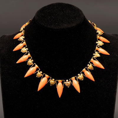Antique coral and gold necklace, archaeological revival - #4