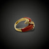 Vintage 18k gouden ring met bloedkoraal en diamant - #2