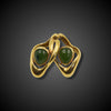 Beautiful gold brooch with nephrite jade - #1