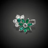 Vintage platina ring met smaragd en diamant - #3
