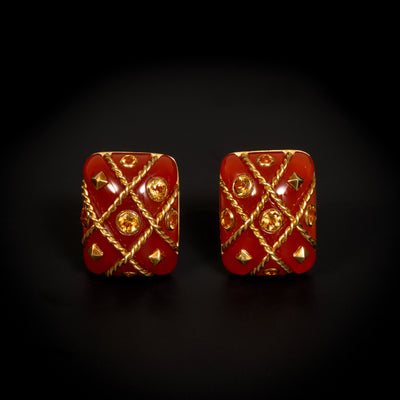 Oorclips met cornalijn en citrien - #1