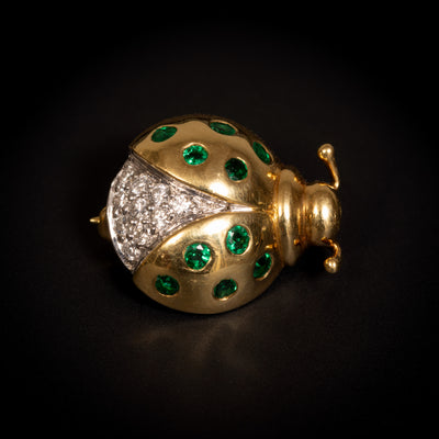 Ladybug brooch with emeralds and diamonds - #3