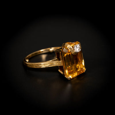Gouden ring met citrien en diamant - #3