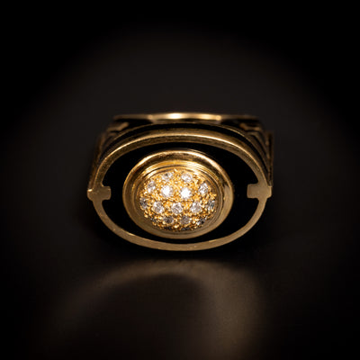 Vintage gouden ring met onyx en diamant - #3