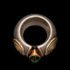 Silver and gold ring with tourmaline