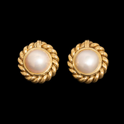 Vintage gouden oorbellen met parels - #1