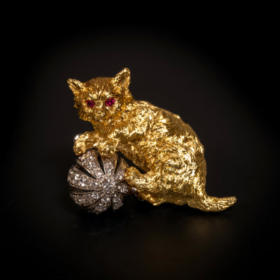 Broche met spelende kat - #1