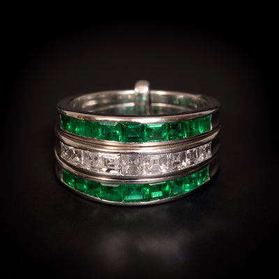 Platina ring met smaragd en diamant - #6