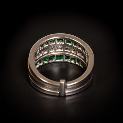 Platina ring met smaragd en diamant - #2