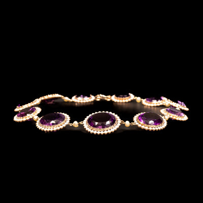 Antique necklace with amethyst and natural pearls - #4