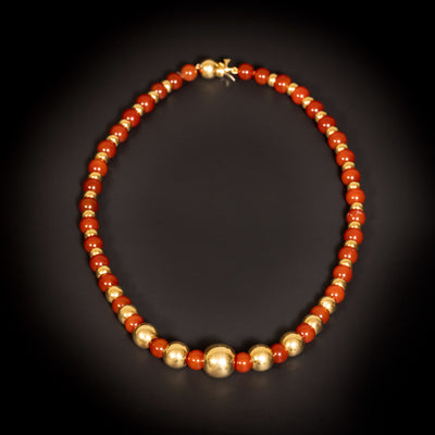 Vintage necklace with gold and cornelian beads - #4