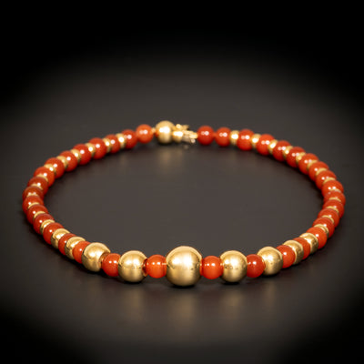 Vintage necklace with gold and cornelian beads - #3
