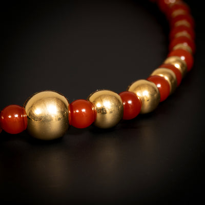 Vintage necklace with gold and cornelian beads - #2