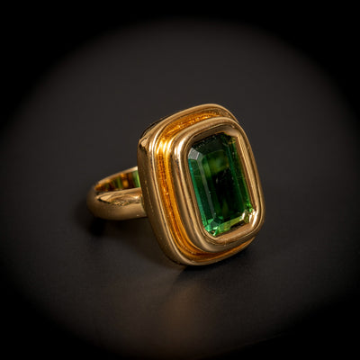 Vintage gold ring with green tourmaline - #2