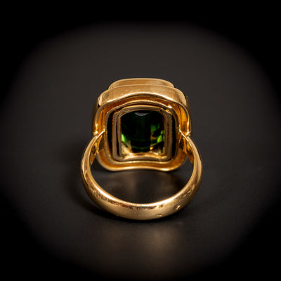 Vintage gold ring with green tourmaline - #3