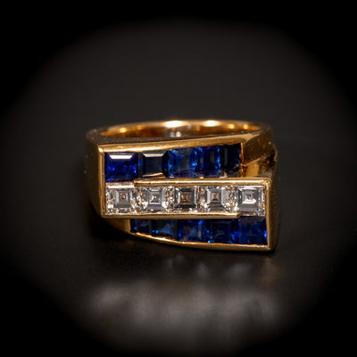 Gouden ring met saffier en diamant - #1