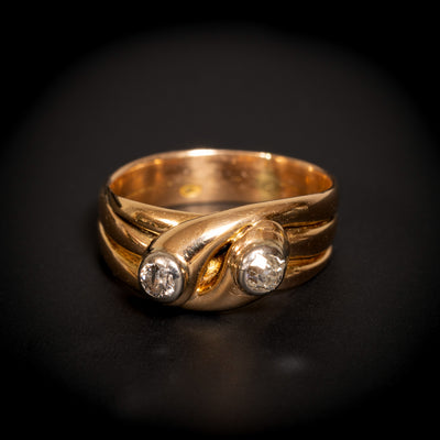 Antieke slangenring met oudslijpsel diamanten - #1