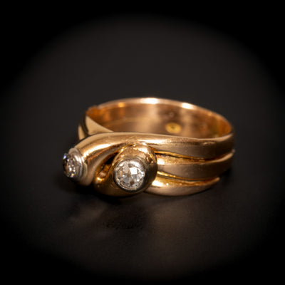 Antieke slangenring met oudslijpsel diamanten - #3