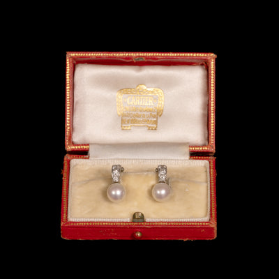 Oorbellen met parels en diamant - #2