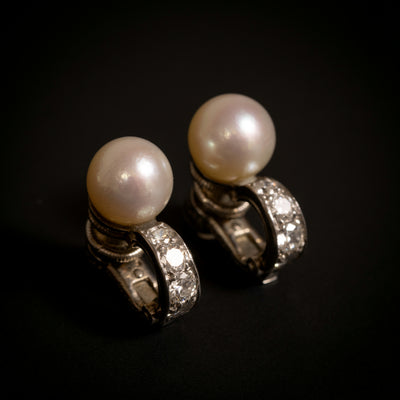 Oorbellen met parels en diamant - #5