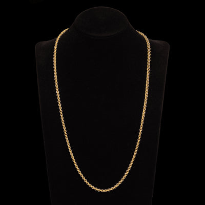 Gold necklace with textured bi-color links - #1