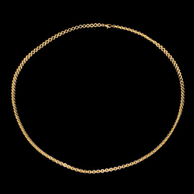 Gold necklace with textured bi-color links - #3