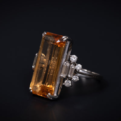 White gold ring with topaz and diamond - #3