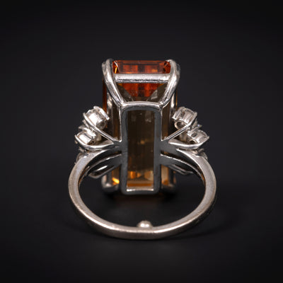 White gold ring with topaz and diamond - #5