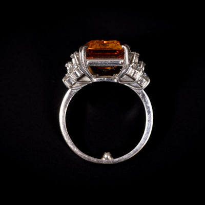 White gold ring with topaz and diamond - #4
