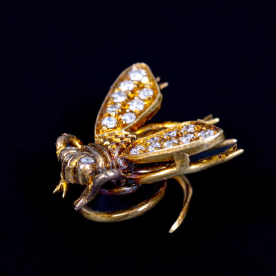 Insect brooch made of 18k gold with diamonds - #1
