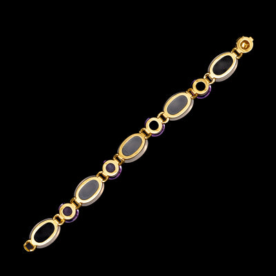 Gouden armband met cabochon geslepen amethist en chalcedoon - #2