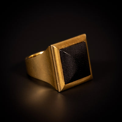 Vintage gouden ring met hout - #3