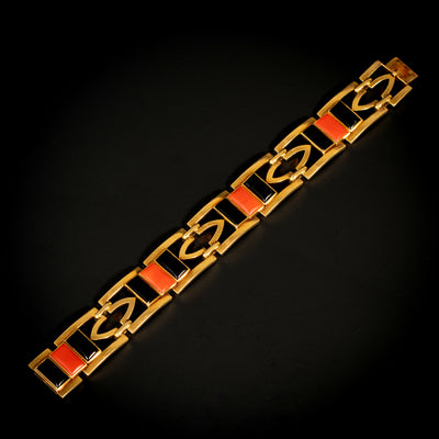 Art Deco armband met onyx en koraal - #2