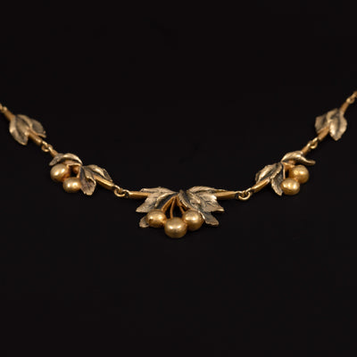 Art Nouveau necklace with cherries - #3