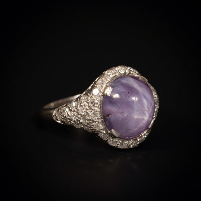 Platinum ring with diamonds and star ruby - #2