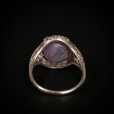 Platinum ring with diamonds and star ruby - #4