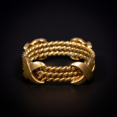 Gold ring, twisted with smooth bands - #3