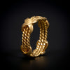 Gold ring, twisted with smooth bands - #1