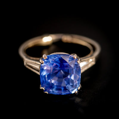 Platina ring met saffier en diamant - #1