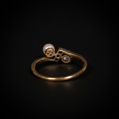 Antieke ring met parel en diamant - #3