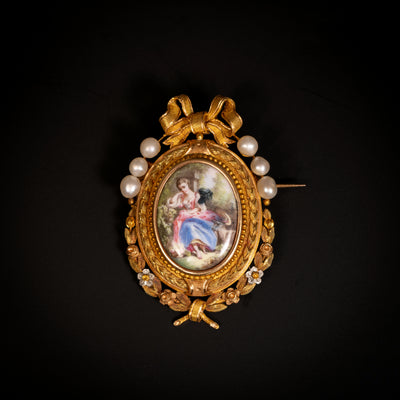 Demi-parure of antique enamelled brooches and pendant - #3
