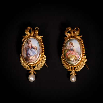 Demi-parure of antique enamelled brooches and pendant - #4