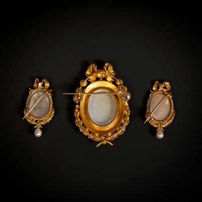 Demi-parure of antique enamelled brooches and pendant - #5