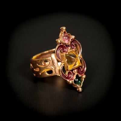 Antique ring with tourmaline and citrine - #3